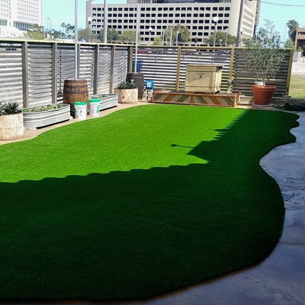 Our artificial grass installed at a local bar